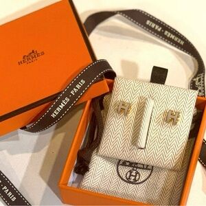 Hermès Gold H Earrings